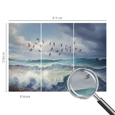 Autocolante de parede fotográfico com imagem de ondas do mar