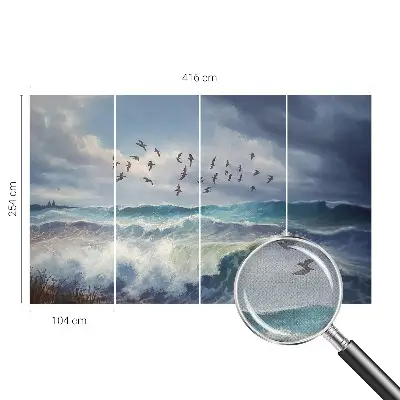 Autocolante de parede fotográfico com imagem de ondas do mar