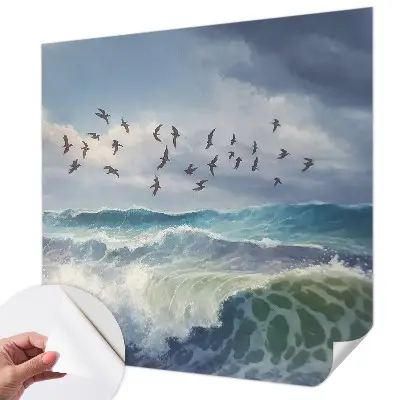 Autocolante de parede fotográfico com imagem de ondas do mar