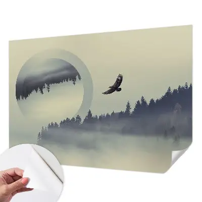 Papel de parede autocolante com estampa de paisagem florestal