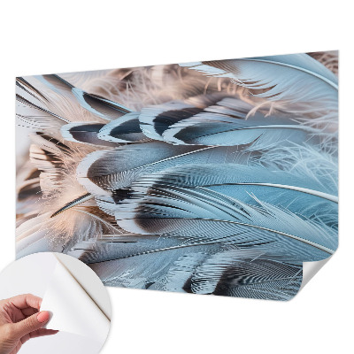 Papel de parede infantil com padrão de penas azuis