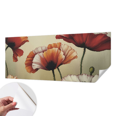 Papel de parede autocolante para quarto com estampa de papoulas alegres