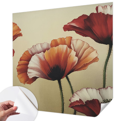 Papel de parede autocolante para quarto com estampa de papoulas alegres