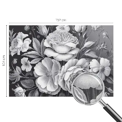Autocolante de parede fotográfico com padrão de flores cinzentas