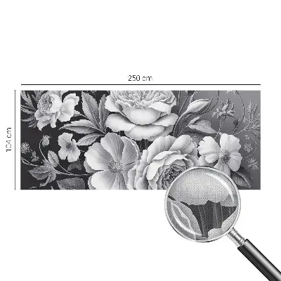 Autocolante de parede fotográfico com padrão de flores cinzentas