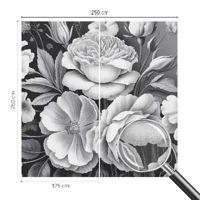 Autocolante de parede fotográfico com padrão de flores cinzentas