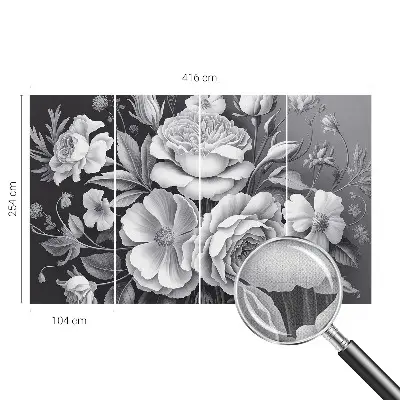 Autocolante de parede fotográfico com padrão de flores cinzentas