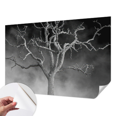 Papel de parede 3D com estampa de árvore enevoada