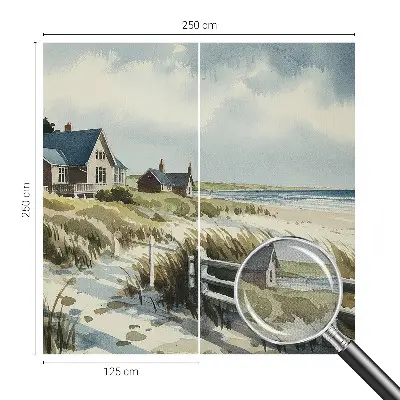 Papel de parede 3D com estampa de dunas da praia