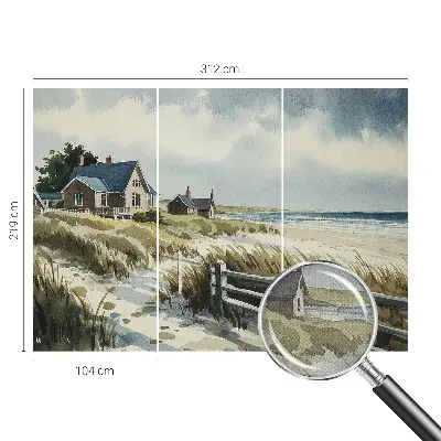 Papel de parede 3D com estampa de dunas da praia