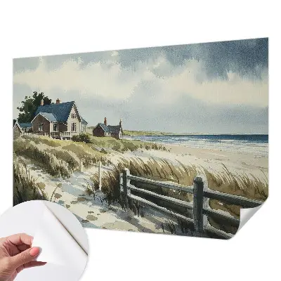 Papel de parede 3D com estampa de dunas da praia