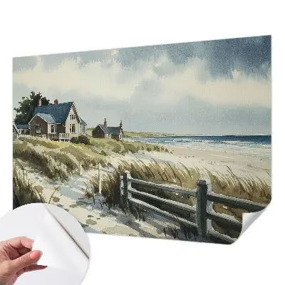 Papel de parede 3D com estampa de dunas da praia