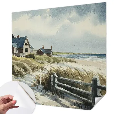 Papel de parede 3D com estampa de dunas da praia