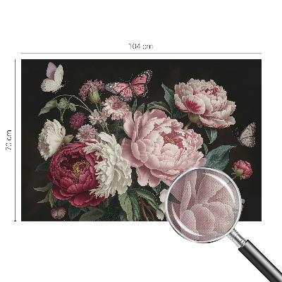 Papel de parede autocolante para quarto Peônias e borboletas