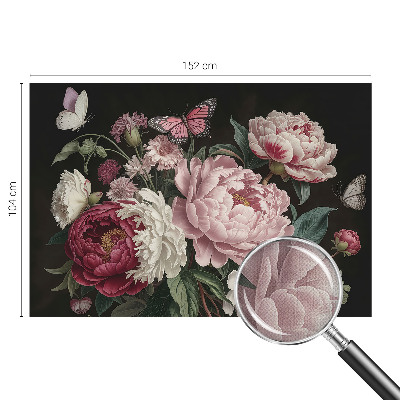 Papel de parede autocolante para quarto Peônias e borboletas