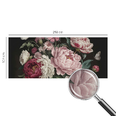 Papel de parede autocolante para quarto Peônias e borboletas