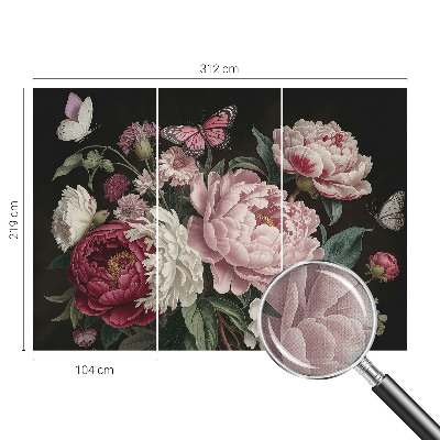 Papel de parede autocolante para quarto Peônias e borboletas