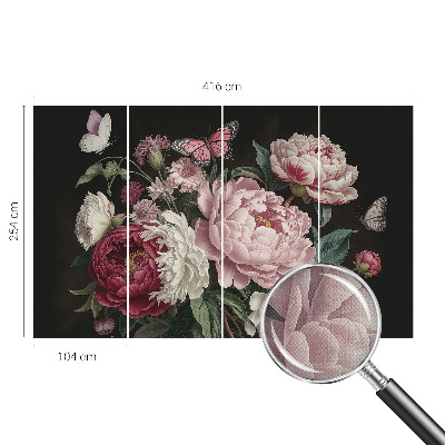 Papel de parede autocolante para quarto Peônias e borboletas