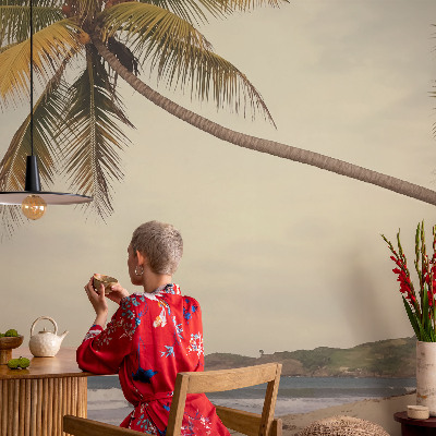 Papel de parede para criança com estampa de paisagem tropical