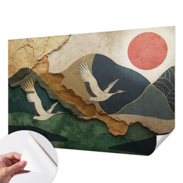 Papel de parede autocolante para quarto Guindastes do Oriente