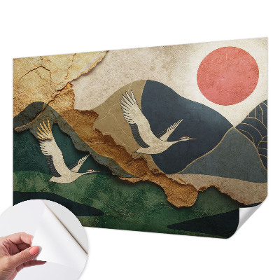 Papel de parede autocolante para quarto Guindastes do Oriente