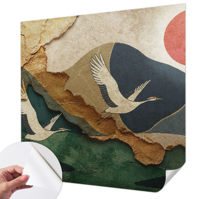 Papel de parede autocolante para quarto Guindastes do Oriente