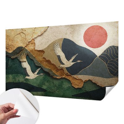 Papel de parede autocolante para quarto Guindastes do Oriente
