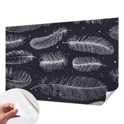 Papel de parede 3D com padrão de penas sutis
