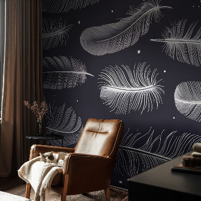 Papel de parede 3D penas sutis