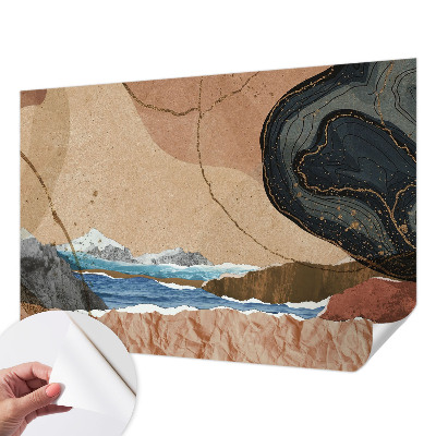 Papel de parede autocolante para sala com padrão de paisagem abstrata