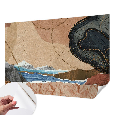 Papel de parede autocolante para sala com padrão de paisagem abstrata