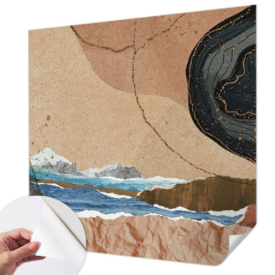 Papel de parede autocolante para sala com padrão de paisagem abstrata