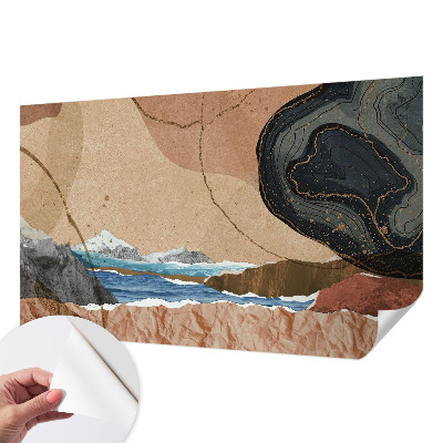 Papel de parede autocolante para sala com padrão de paisagem abstrata