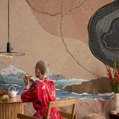 Papel de parede autocolante para sala Paisagem abstrata