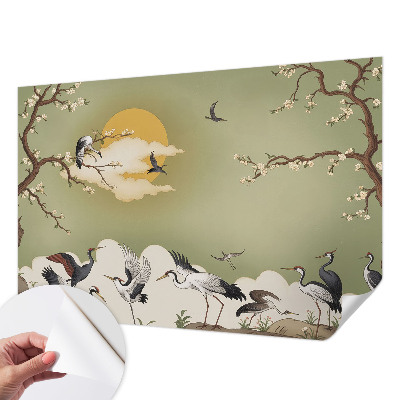 Papel de parede autocolante para quarto com padrão de natureza em estilo elegante