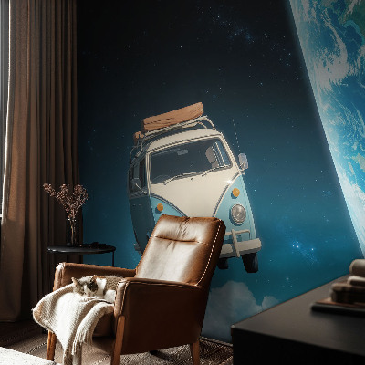 Papel de parede 3D com tema de viagem espacial