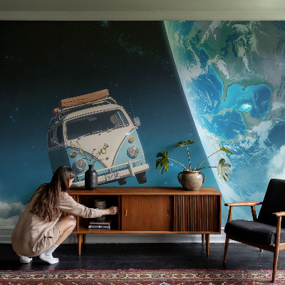 Papel de parede 3D com tema de viagem espacial