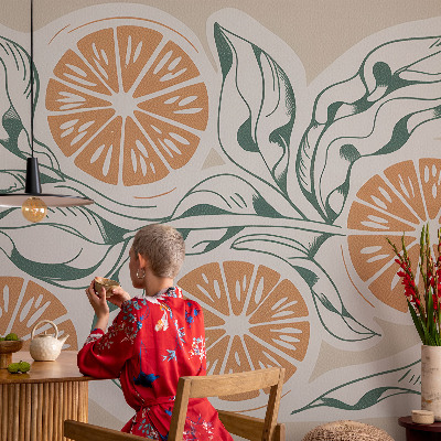 Papel de parede autocolante para quarto com padrão de frutas