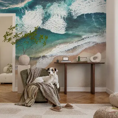 Papel de parede autocolante com padrão de ondas do mar