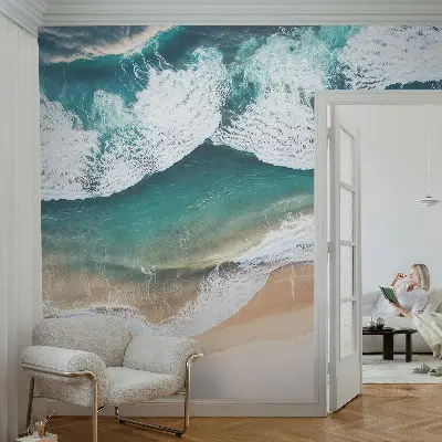 Papel de parede autocolante com padrão de ondas do mar