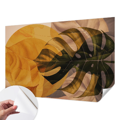 Autocolante de parede fotográfico com folhas abstratas