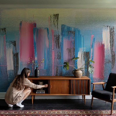 Papel de parede infantil com padrão de listras abstratas