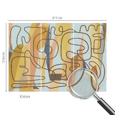 Papel de parede autocolante para sala com estampa de formas abstratas