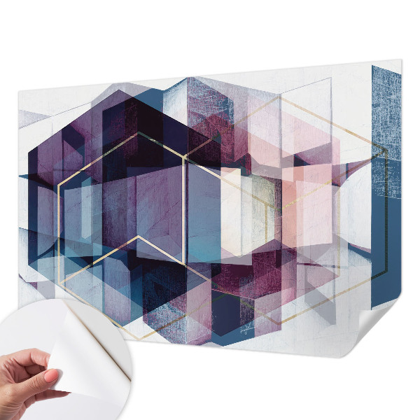 Papel de parede autocolante para sala cubos geométricos
