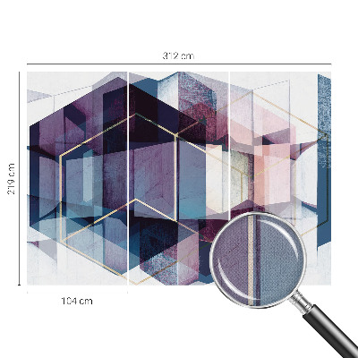Papel de parede autocolante para sala com estampa de cubos geométricos