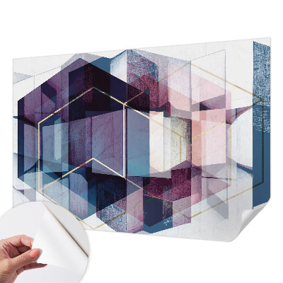 Papel de parede autocolante para sala cubos geométricos