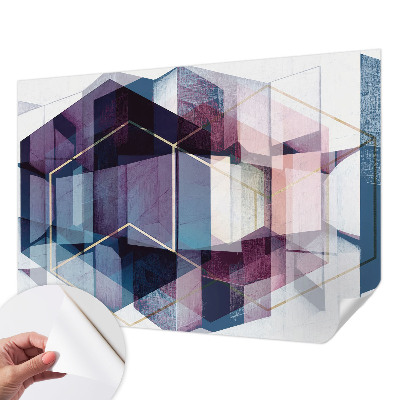 Papel de parede autocolante para sala com estampa de cubos geométricos