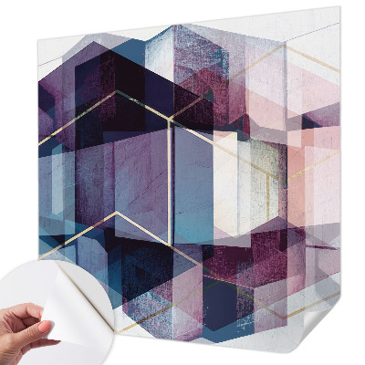 Papel de parede autocolante para sala com estampa de cubos geométricos
