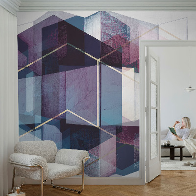 Papel de parede autocolante para sala com estampa de cubos geométricos