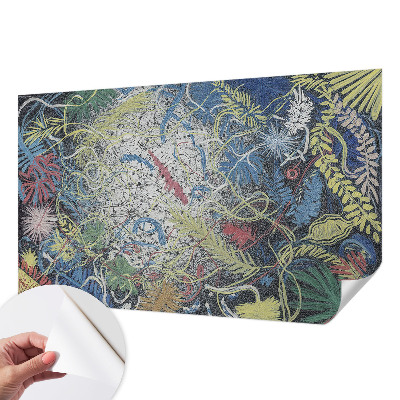 Autocolante de parede fotográfico com padrão de redemoinhos de plantas